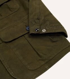 Olive Green Cotton Canvas Chasseur Jacket -Drakes Shop DR2A1B22022 01300 5