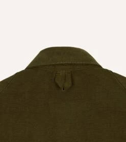 Olive Green Cotton Canvas Chasseur Jacket -Drakes Shop DR2A1B22022 01300 8