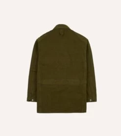 Olive Green Cotton Canvas Chasseur Jacket -Drakes Shop DR2A1B22022 01300 9