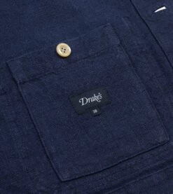 Navy Linen Five-Pocket Chore Jacket -Drakes Shop DR2A1B22085 06250 7