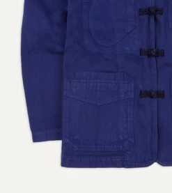 French Blue Cotton Twill Five-Pocket Artist Chore Jacket -Drakes Shop DR2A1B22390 01200 4