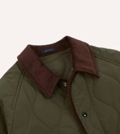 Olive Quilted Nylon Jacket -Drakes Shop DR2A1B23522 01400 3