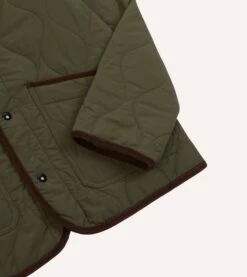 Olive Quilted Nylon Jacket -Drakes Shop DR2A1B23522 01400 5