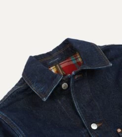 Stone Wash Selvedge Denim Five-Pocket Chore Jacket With Blanket Lining -Drakes Shop DR2A1B23527 01200 3