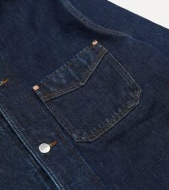 Stone Wash Selvedge Denim Five-Pocket Chore Jacket With Blanket Lining -Drakes Shop DR2A1B23527 01200 4