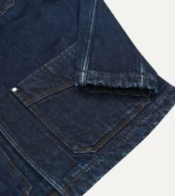 Stone Wash Selvedge Denim Five-Pocket Chore Jacket With Blanket Lining -Drakes Shop DR2A1B23527 01200 5