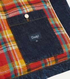 Stone Wash Selvedge Denim Five-Pocket Chore Jacket With Blanket Lining -Drakes Shop DR2A1B23527 01200 7