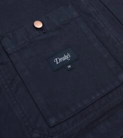 Navy Heavy Twill Cotton Five-Pocket Chore Jacket -Drakes Shop DR2A1B23529 01250 6