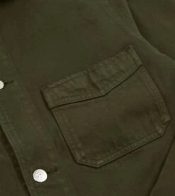 Green Heavy Twill Cotton Five-Pocket Chore Jacket -Drakes Shop DR2A1B23529 02 400 4