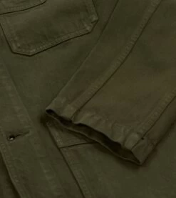 Green Heavy Twill Cotton Five-Pocket Chore Jacket -Drakes Shop DR2A1B23529 02 400 6
