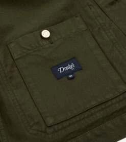 Green Heavy Twill Cotton Five-Pocket Chore Jacket -Drakes Shop DR2A1B23529 02 400 7