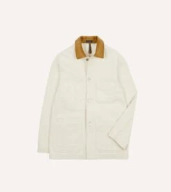 Ecru Heavy Twill Cotton Five-Pocket Chore Jacket
