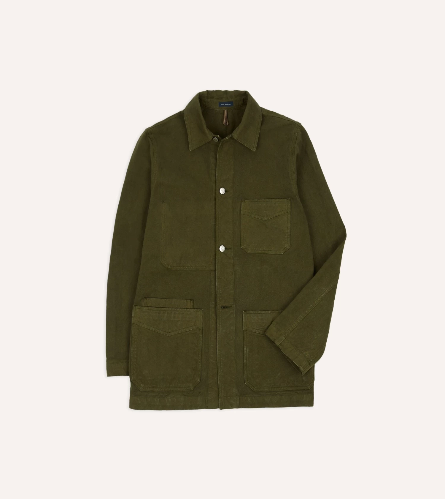 Olive Cotton Duck Canvas Five-Pocket Chore Jacket 3 Olive Cotton Duck Canvas Five-Pocket Chore Jacket