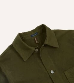 Olive Cotton Duck Canvas Five-Pocket Chore Jacket 13 Olive Cotton Duck Canvas Five-Pocket Chore Jacket -Drakes Shop DR2A1B23634 02400 3