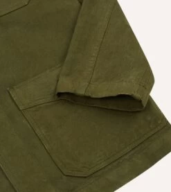 Olive Cotton Duck Canvas Five-Pocket Chore Jacket 15 Olive Cotton Duck Canvas Five-Pocket Chore Jacket -Drakes Shop DR2A1B23634 02400 5
