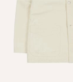 Ecru Cotton Duck Canvas Five-Pocket Chore Jacket -Drakes Shop DR2A1B23634 04050 6
