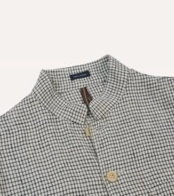 Ecru Check Linen Forestiere Jacket -Drakes Shop DR2A1B24060 01 003 3