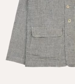 Ecru Check Linen Forestiere Jacket -Drakes Shop DR2A1B24060 01 003 6