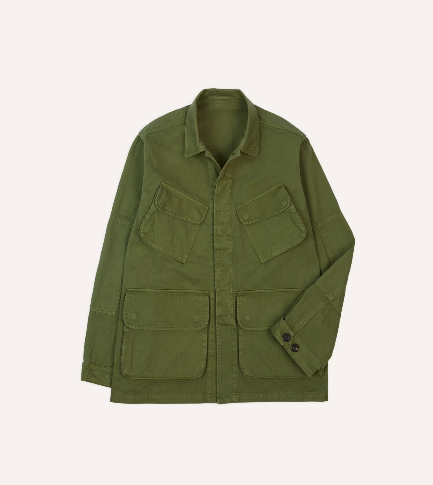 Olive Herringbone Cotton Jungle Jacket 3 Olive Herringbone Cotton Jungle Jacket