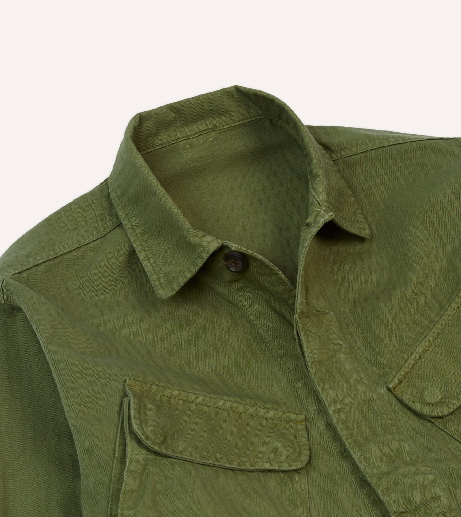 Olive Herringbone Cotton Jungle Jacket 5 Olive Herringbone Cotton Jungle Jacket - Image 3