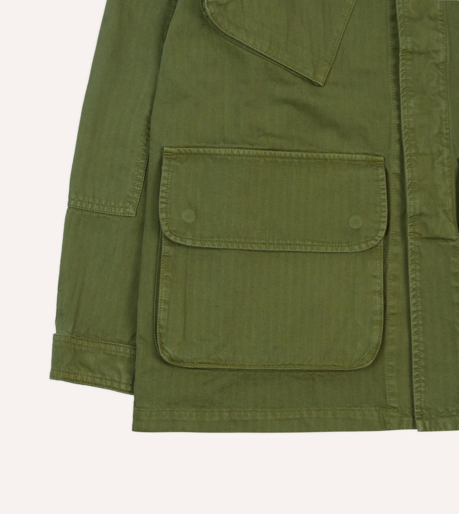 Olive Herringbone Cotton Jungle Jacket 9 Olive Herringbone Cotton Jungle Jacket - Image 7