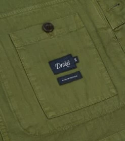 Olive Herringbone Cotton Jungle Jacket 18 Olive Herringbone Cotton Jungle Jacket -Drakes Shop DR2A1D24118 01400 8