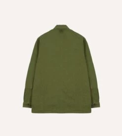 Olive Herringbone Cotton Jungle Jacket 19 Olive Herringbone Cotton Jungle Jacket -Drakes Shop DR2A1D24118 01400 9