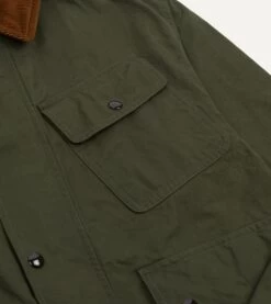 Green Waxed Cotton Wader Jacket -Drakes Shop DR2A1H23044 01400 5