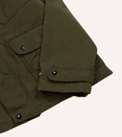 Green Waxed Cotton Wader Jacket With Blanket Lining -Drakes Shop DR2A1H23521 01400 5
