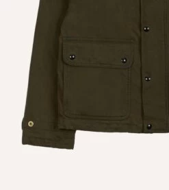 Green Waxed Cotton Wader Jacket With Blanket Lining -Drakes Shop DR2A1H23521 01400 6