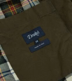 Green Waxed Cotton Wader Jacket With Blanket Lining -Drakes Shop DR2A1H23521 01400 9