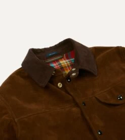 Brown Suede Car Coat With Blanket Lining -Drakes Shop DR2A1K21897 01300 3