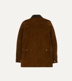 Brown Suede Car Coat With Blanket Lining -Drakes Shop DR2A1K21897 01300 7