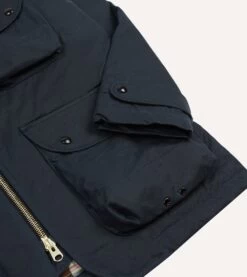 Navy Waxed Coverall Jacket -Drakes Shop DR2A1O21591 04250 5