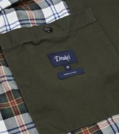 Green Waxed Lightweight Coverall Jacket -Drakes Shop DR2A1O23043 01400 10