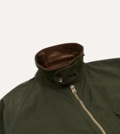 Green Waxed Lightweight Coverall Jacket -Drakes Shop DR2A1O23043 01400 4