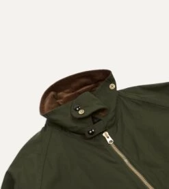 Green Waxed Lightweight Coverall Jacket -Drakes Shop DR2A1O23043 01400 5