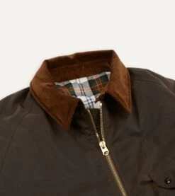 Olive Waxed Long Coverall Jacket 11 Olive Waxed Long Coverall Jacket -Drakes Shop DR2A1O23547 01400 3