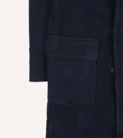 Navy Moleskin Overcoat 15 Navy Moleskin Overcoat -Drakes Shop DR2A1P22521 01250 6