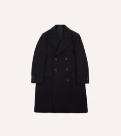 Navy Double-Breasted Wool Overcoat