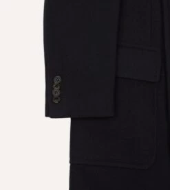 Navy Double-Breasted Wool Overcoat -Drakes Shop DR2A1P23500 01250 7