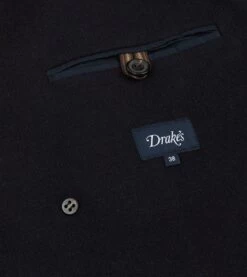 Navy Double-Breasted Wool Overcoat -Drakes Shop DR2A1P23500 01250 8