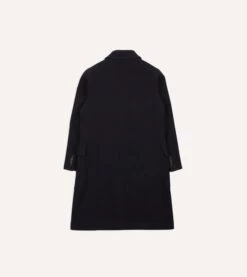 Navy Double-Breasted Wool Overcoat -Drakes Shop DR2A1P23500 01250 9