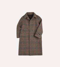 Prince Of Wales Check Wool Raglan Coat
