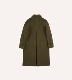 Green Donegal Wool Twill Raglan Coat -Drakes Shop DR2A1Q22515 01400 6