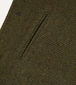 Green Donegal Wool Twill Raglan Coat -Drakes Shop DR2A1Q22515 01400 3 LR