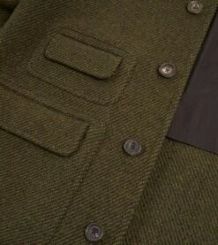 Green Donegal Wool Twill Raglan Coat -Drakes Shop DR2A1Q22515 01400 5 LR