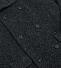 Grey Herringbone Wool Double-Breasted Raglan Coat -Drakes Shop DR2A1Q23501 01600 5