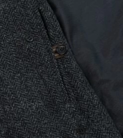 Grey Herringbone Wool Double-Breasted Raglan Coat -Drakes Shop DR2A1Q23501 01600 9