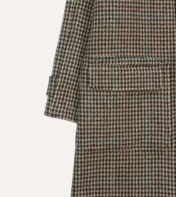 Houndstooth Check Wool Raglan Coat -Drakes Shop DR2A1Q23505 01101 3